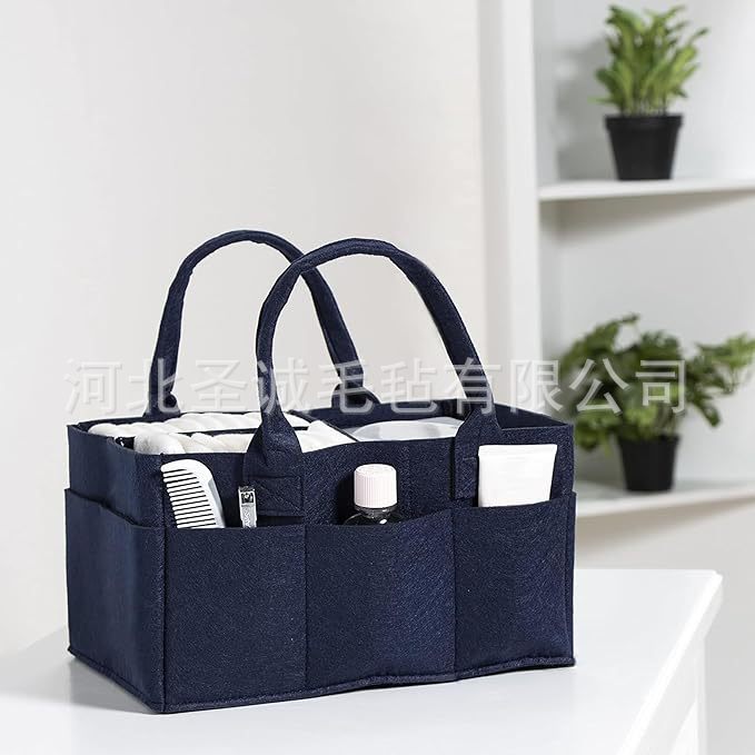 跨境批发毛毡尿布包多功能母婴尿不湿收纳包可折叠收纳毛毡手提包