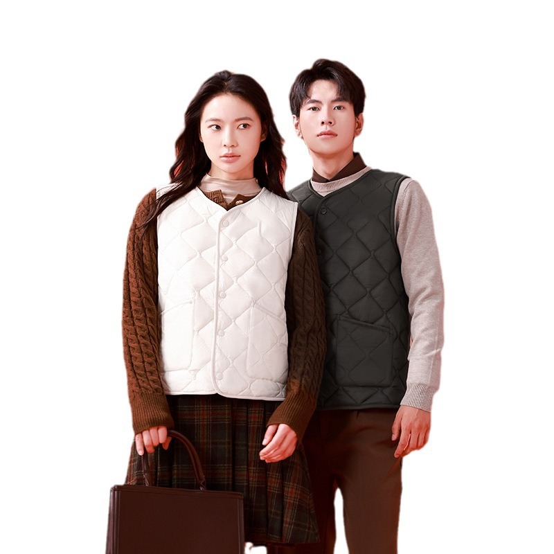 Nueva pareja chaleco acolchado de algodón otoño e invierno hombres y mujeres con el mismo estilo chaleco cálido chaleco de color sólido chaqueta de punto por dentro y por fuera image 6