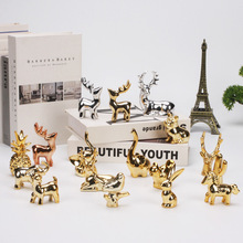 欧式陶瓷动物金色小鹿家居摆件北欧风格创意客厅桌面软装饰展示品