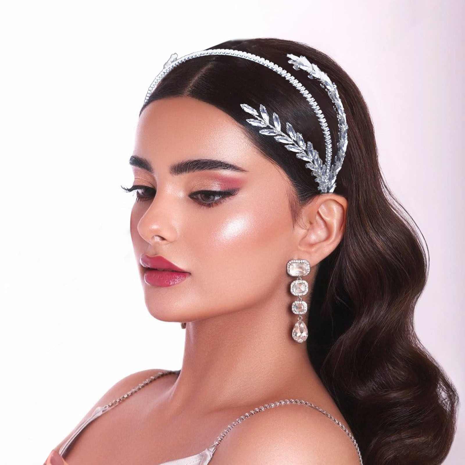 450g Weight Hair Band, Party Headpieces Hair Accessories Type 1 Piece Quantity Holiday, Wedding Occasion Rhinestone Material Leaf Pattern Women's Gender Handmade Design Original Design Style Women's Original Design Leaf Rhinestone Handmade Hair Band Party Headpieces 5