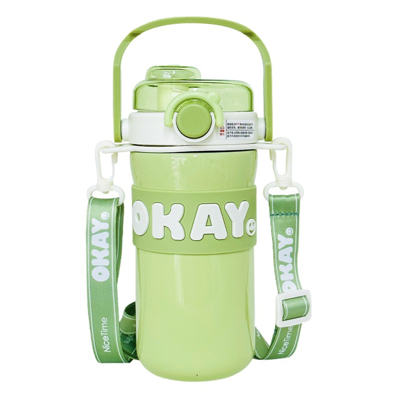 2023 Nuevo 316 taza de vacío de acero inoxidable taza doble bebida estudiante de alto aspecto crossbody gran capacidad taza de paja
