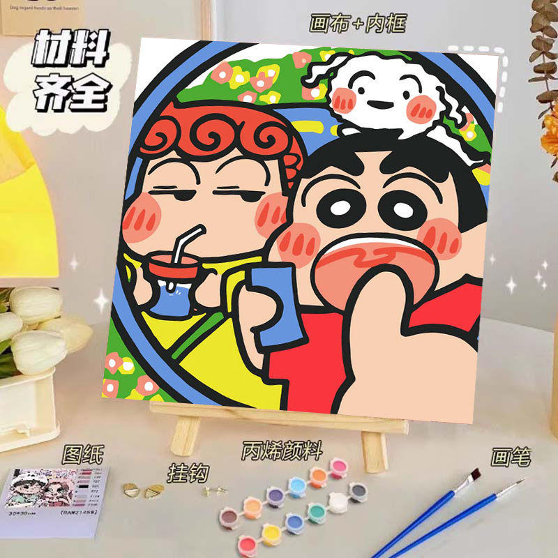 Pintura al óleo digital de bricolaje, dibujos animados para niños, pinturas para colorear hechas a mano, lindos puestos de animación curativos, comercio exterior transfronterizo