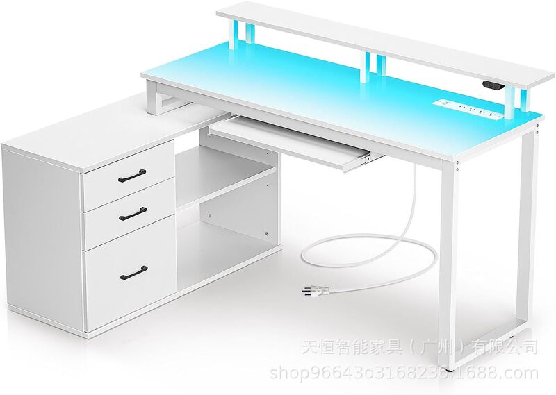 Rolanstar Computer Desk with File Drawer with Power Socket L Shape Computer Desk Can Be Customized Rolanstar Computer Desk with File Drawer with Power Socket L Shape Computer Desk Can Be Customized