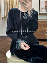 深圳南油輕奢羊毛面料袖口拼接波點拼波點印花長袖上衣衣新中式國