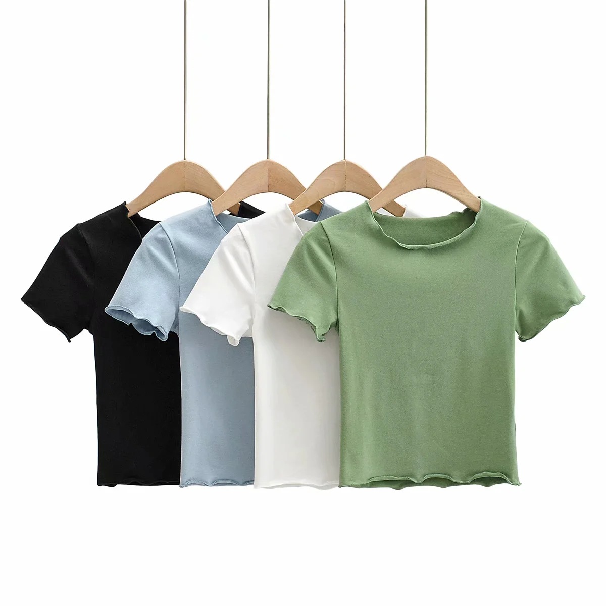 round neck solid color short-sleeved T-shirt  NSHS50532