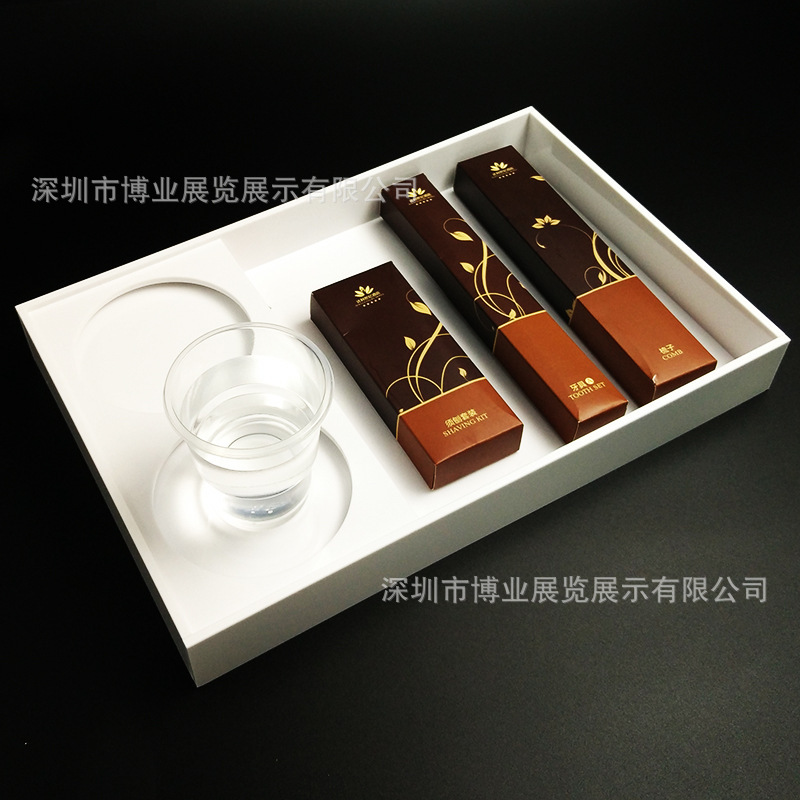 亚克力酒店洗漱用品托盘宾馆客房牙具收纳盒卫生间卫浴台托盘