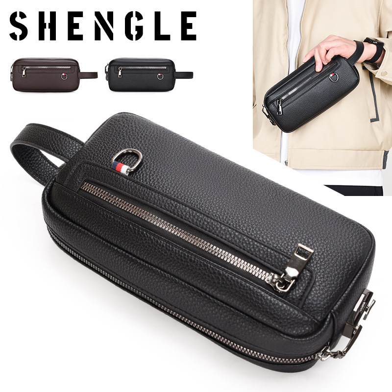 Cross-Border New Style Men's Clutch Bag, High-Quality, Large-Capacity, Business Casual Handbag, Soft Leather Multi-Pocket Clutch Bag for Men