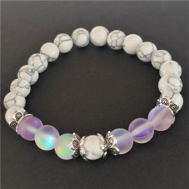 (Cross-border trading), flashing elastic fashionable ball with beads, turquoise beaded bracelet for men and women, European style, 8mm, simple and elegant design
