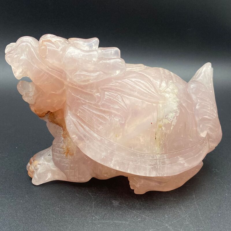 天然粉晶龙龟水晶摆件雕刻件桌面摆件手工雕刻件装饰直 图 9
