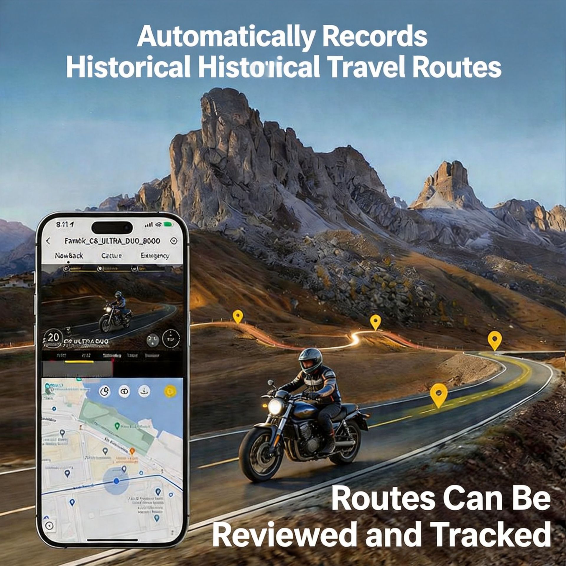 New Q8 Motorcycle Dashcam with Dual Recording, Electric Vehicle Riding GPS Tracking, IP66 Waterproof and Anti-Theft