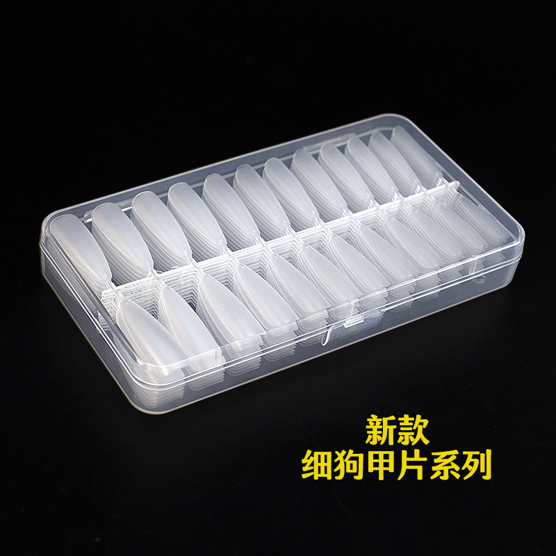 Shangmei parche para uñas de perro fino transfronterizo, escalera larga, punta larga, ultrafino, sin rastro, sin grabado, salón de uñas, parche para uñas extra largo especial