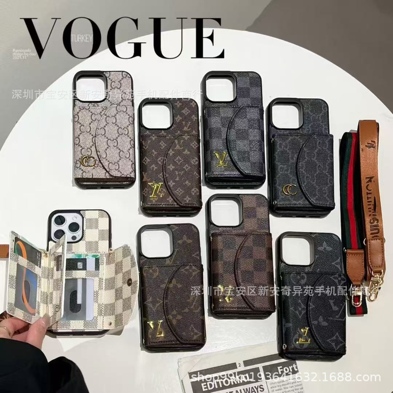 奢华卡包化妆镜挂绳跨境爆款适用iPhone17Promax电镀苹果16手机壳|undefined