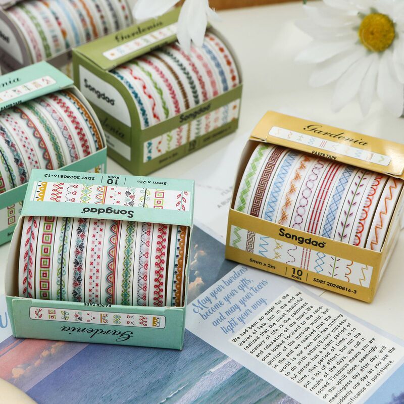 Japanese Paper Thin Dividing Line Tape Set Small Fresh Salt Color Handbook DIY Decorative Collage Student Gift
