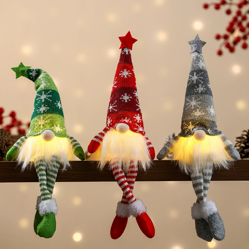 Christmas Sitting/Legged Doll with Light for Elderly, 18×10×5 cm, LR41 Battery Built-in