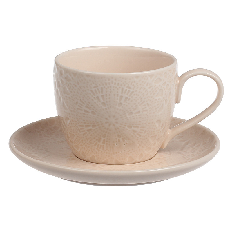 Relieve suave y fácil de limpiar estilo nórdico minimalista elegante romántico encaje cubiertos de cerámica set