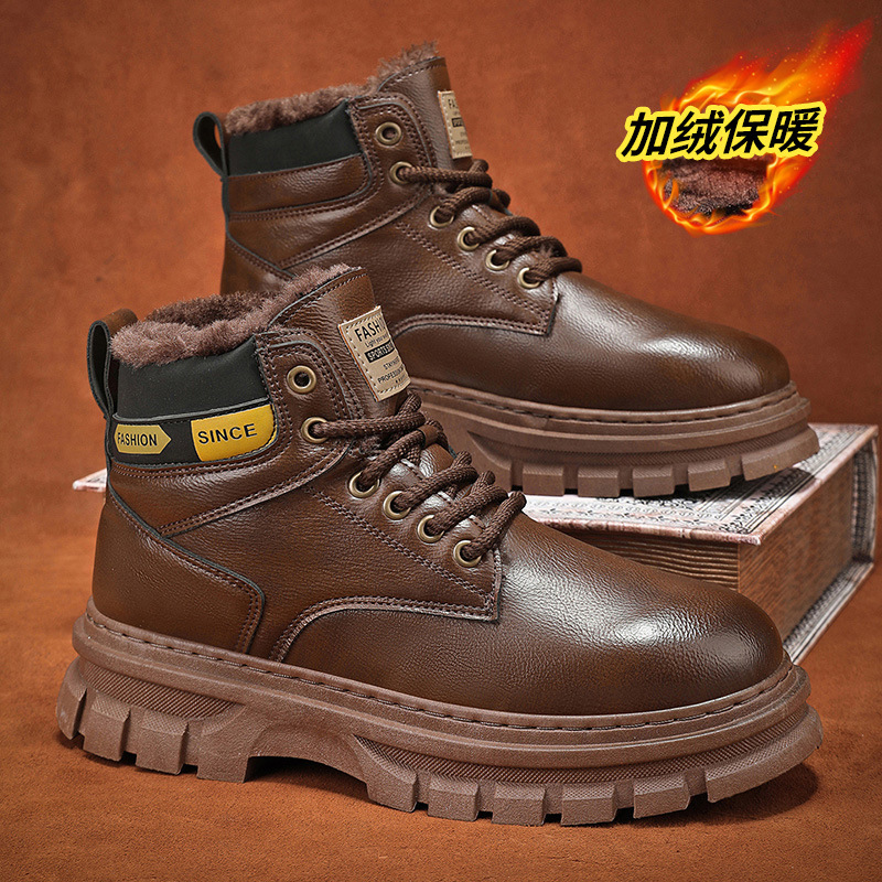 martin boots men‘s autumn and winter 2025 new british style tooling platform increased worker boots men‘s outdoor large size leather boots