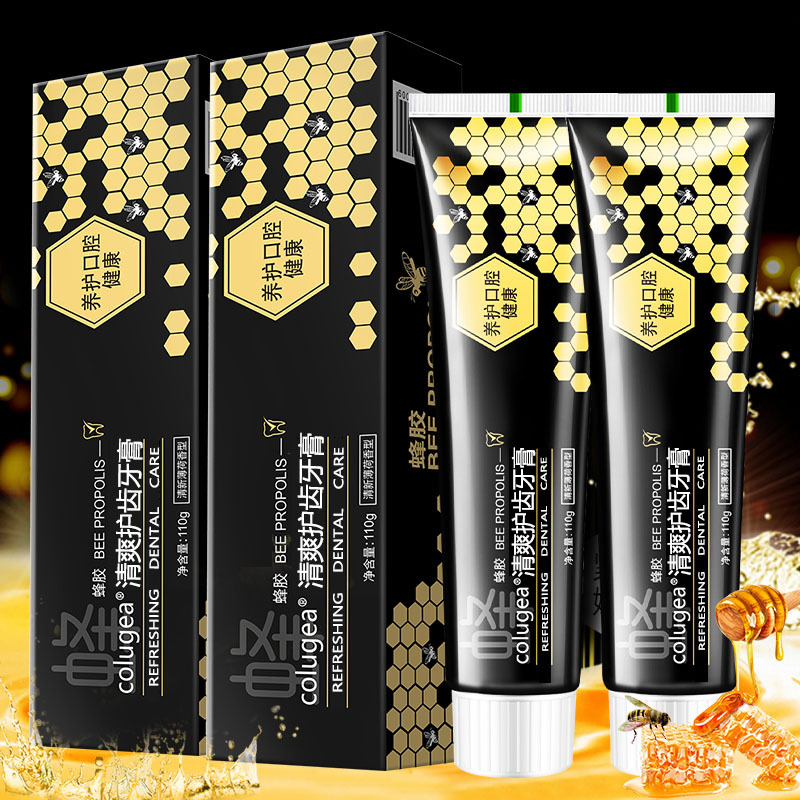 Wholesale bee poison toothpaste cleaning yellow teeth bad breath smoke stains fresh breath propolis active peptide dazzling white gum care family clothes