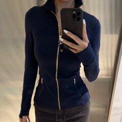 ルルと同じゴールドラベル Define スタンドアップカラージャケット スポーツヨガウェア スリムフィット スポーツジャケット 女性用