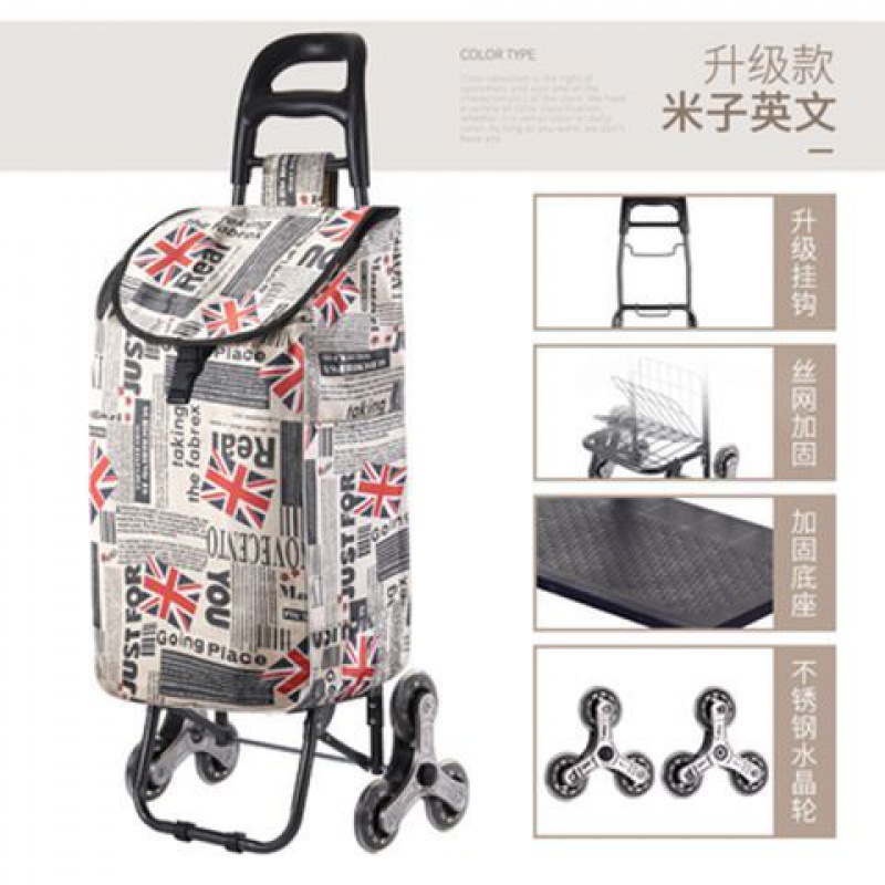 Carrito de compras de verduras, carro de escaleras doméstico, carro de mano, carro de compras plegable portátil, carro de tracción ligero de mercancías