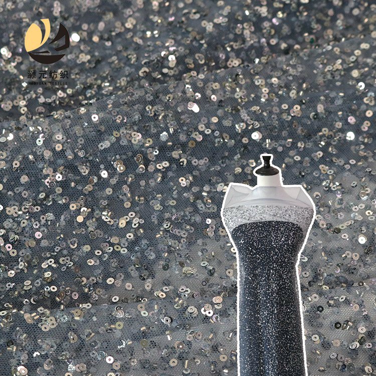 2024 nuevo encaje sequinilla tubo de perlas tela de malla pesada vestido de boda tela de moda de mujer