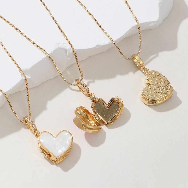 Fashion Heart Shape Copper Artificial Gemstones Necklace 1 Piece