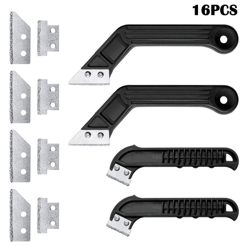 16件缝隙清洁工具套装斜角刮耙弯角刮刀边缘墙地缝残留物整理