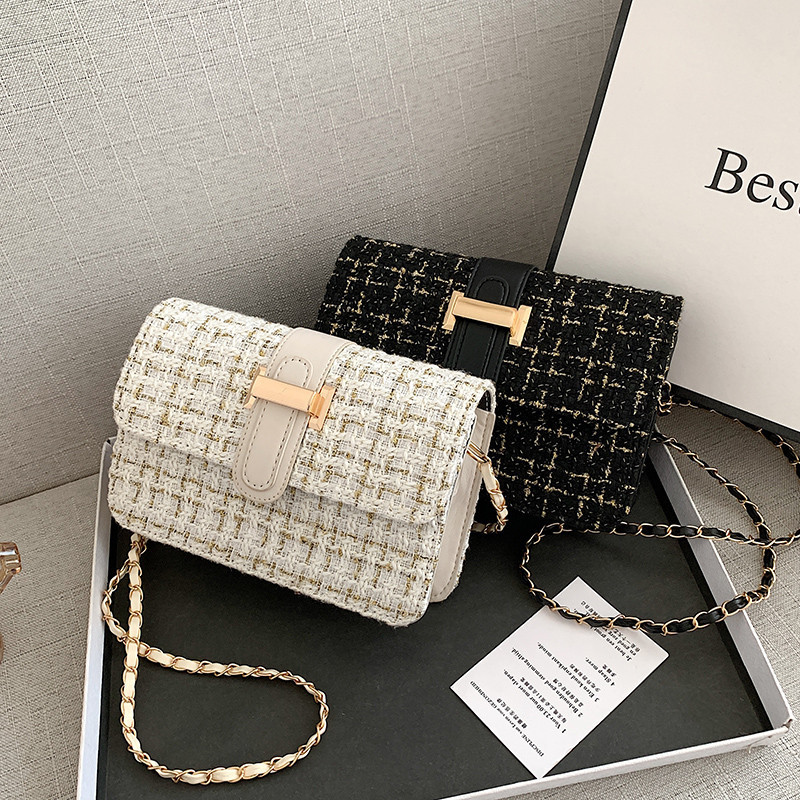 Textured Small Bag Women's Bag 2021 New Fashionable Fashionable Shoulder Crossbody Bag All-match Stylish Shoulder Woolen Small Square Bag