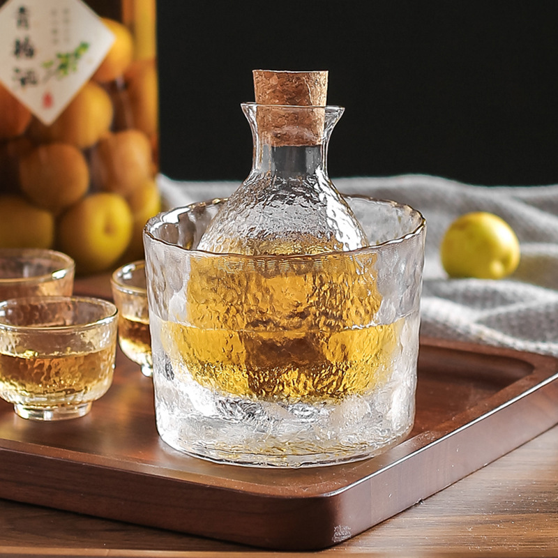Japanese with a forged pattern glass pocket flask