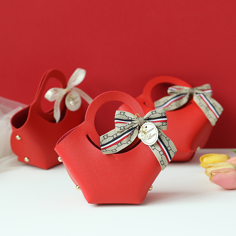 結婚式の喜糖の箱の皮質の空の箱のins風の結婚の喜糖の袋の手提げの花嫁のお土産のお返しの飴の包装|undefined