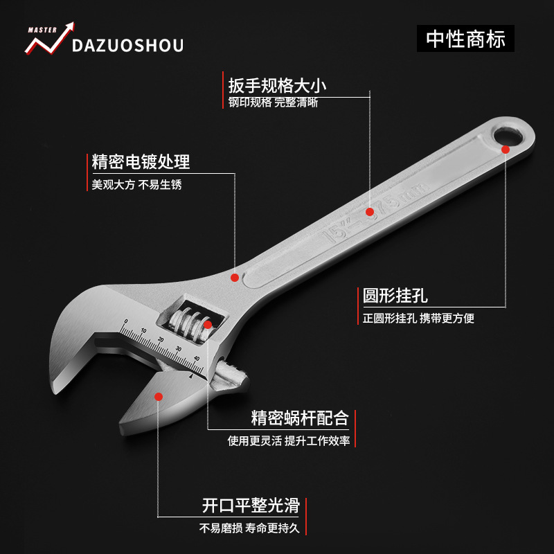 Factory direct supply multifunctional wrench 10 inch adjustable wrench 8 inch 12 inch adjustable wrench chrome plated quality quick wrench