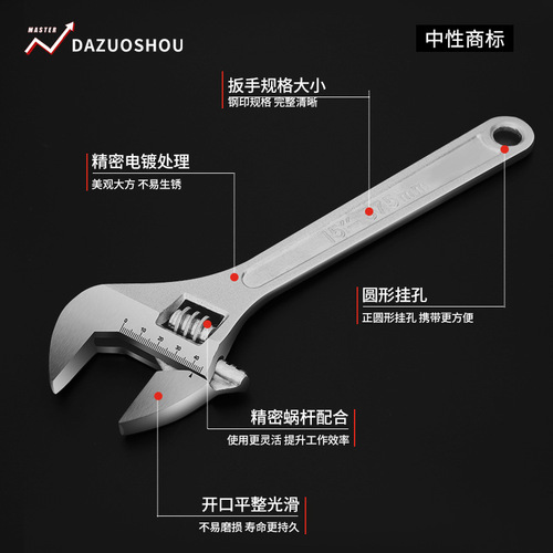 Factory direct supply multifunctional wrench 10 inch adjustable wrench 8 inch 12 inch adjustable wrench chrome plated quality quick wrench