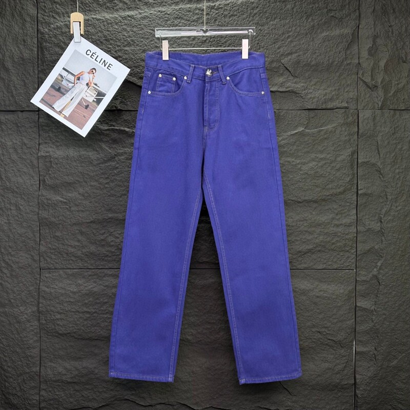 25Ss Autumn and Winter New Style Crow Solid Color Simple Dopamine Purple Washed Jeans for Men and Women Wholesale