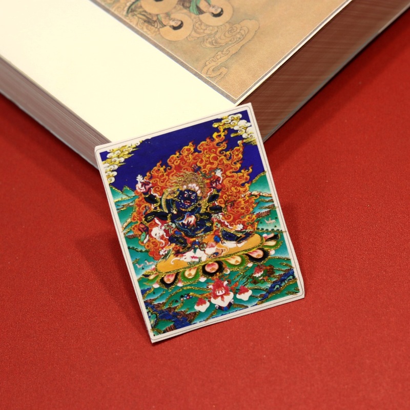 手描きの金のチベットタンカ絵画コアハート前世と現在のザキラムグリーンタラとマラパラ卸売|undefined