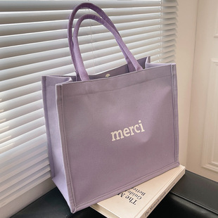 High School Students Class Shoulder Tote Bag Women's 2023 New Style Fashionable All-match Large Capacity Handheld Canvas Bag