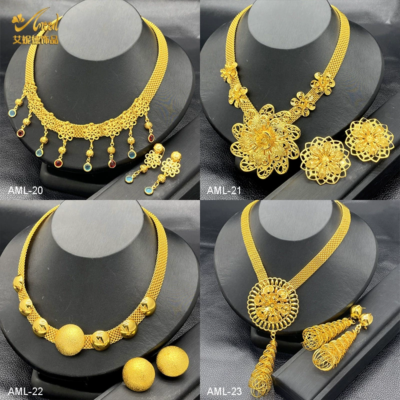  Ethnic jewelry from Yunnan province, accessory for bride, necklace and earrings, ethnic style, 24 carat white gold