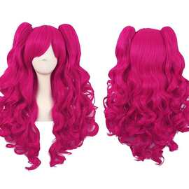 小马宝莉动漫碧琪cos假发动画装扮虎口夹双马尾自然长卷发 玫红色