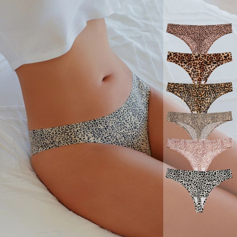 Leopard Print Thong Sexy Ice Silk Seamless Breathable Panties for Women Hot and Alluring T-Pants Soft and Comfortable G-String Pants Export Leopard Print Thong Sexy Ice Silk Seamless Breathable Panties for Women Hot and Alluring T-Pants Soft and Comfortable G-String Pants Export