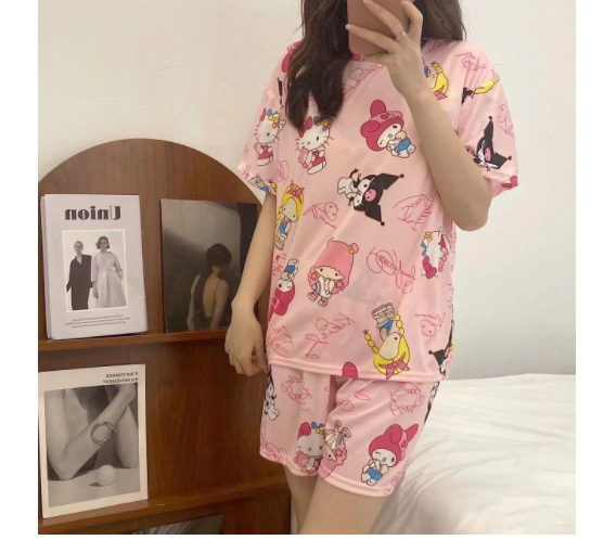 Traje de manga corta - dibujos animados rosas