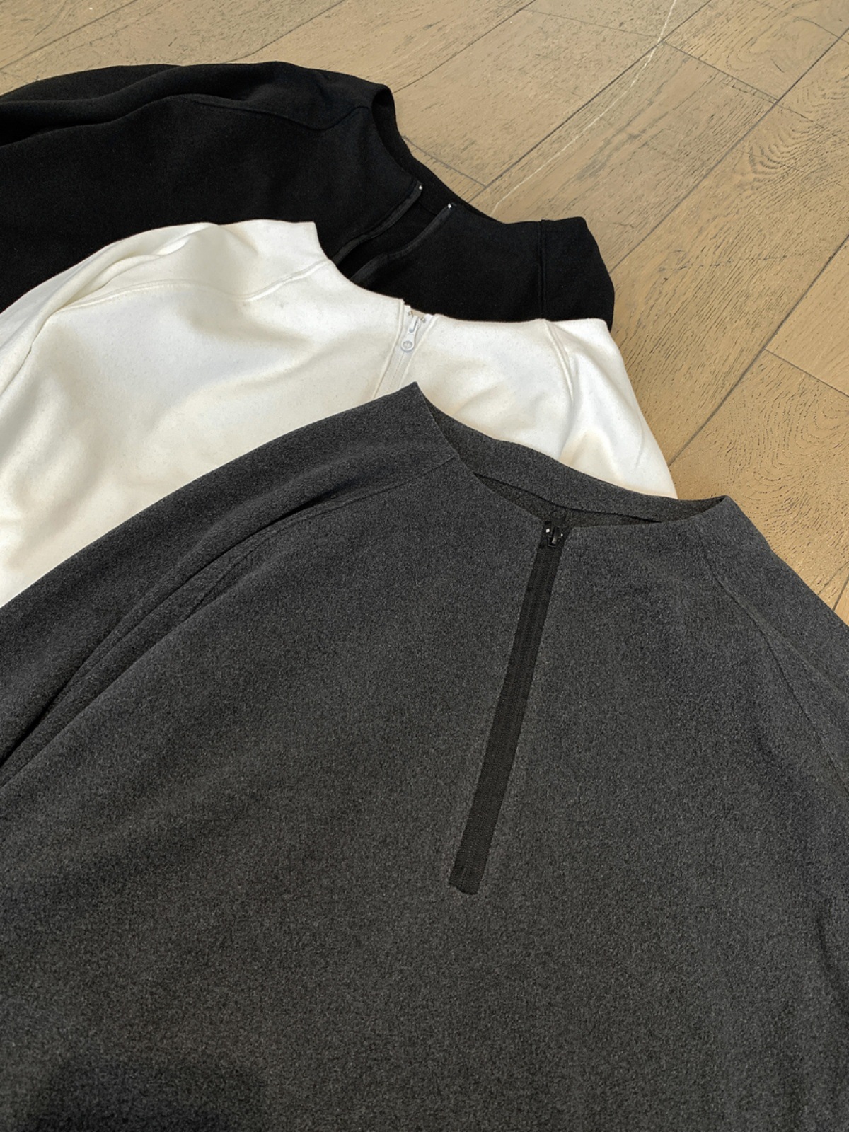 Cleanfitダークグレー長袖tシャツメンズ2024秋冬新作ヘンリー襟ゆるいインナーシャツ