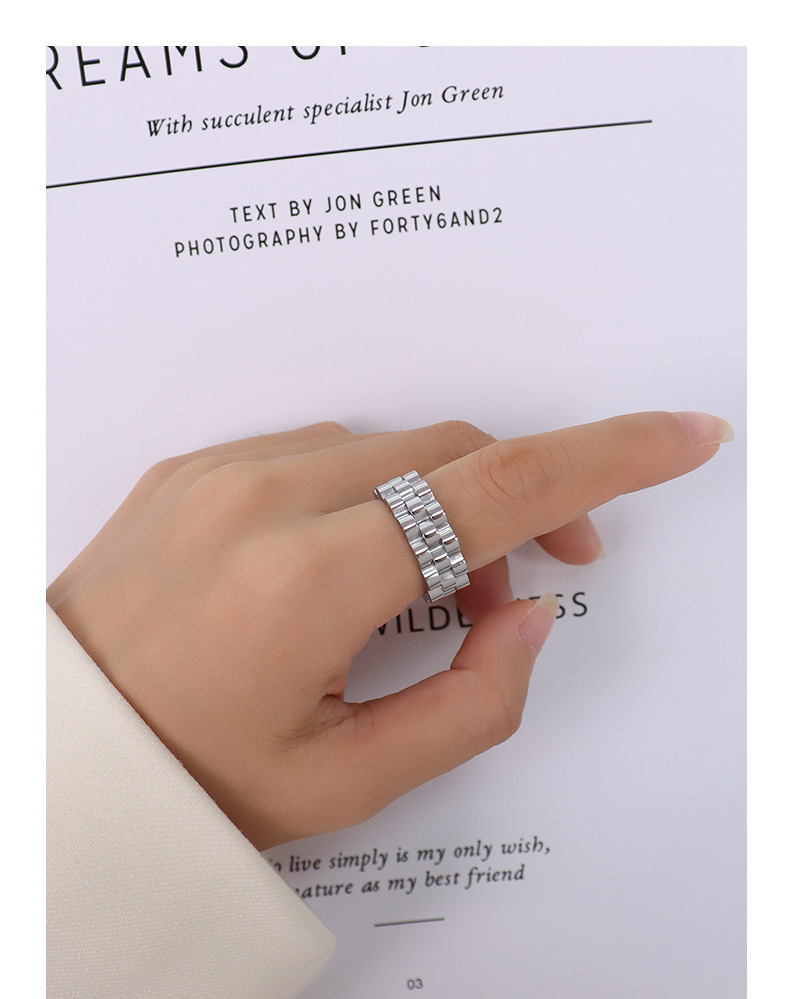 marka Exaggerated Cold ins Wind Thick Strap Retro Fade-Free Ring Titanium Steel Plated Gold Ring_voghion.com