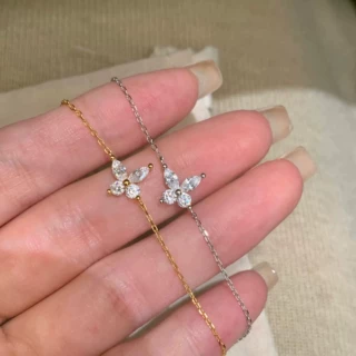 S925纯银小蝴蝶手链女日系高级感百搭锆石小众设计轻奢手饰品批发