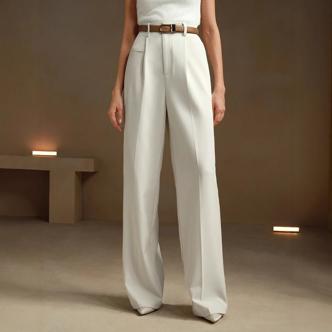 Summer High-Waisted Wide Leg Pants – Breathable Solid Color Trousers With Flowy Silhouette (XS-XL)_voghion.com
