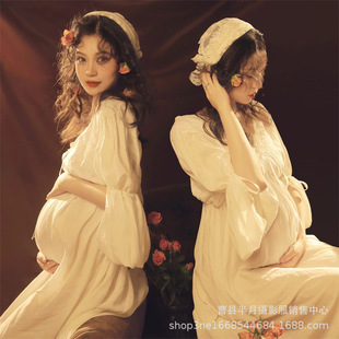New maternity photo clothing theme vintage oil painting style studio pregnant women dress big belly mummy art photography photo