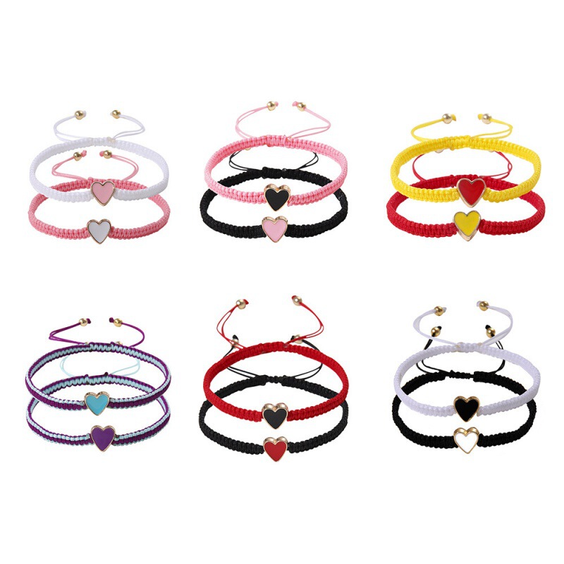 Amazon new love heart-shaped couple bracelet suit fashion simple hand-woven adjustable surfer hand rope