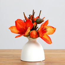 手感仿真绢花木棉花手捧花束把束英雄花高端餐桌茶几桌面假花花艺