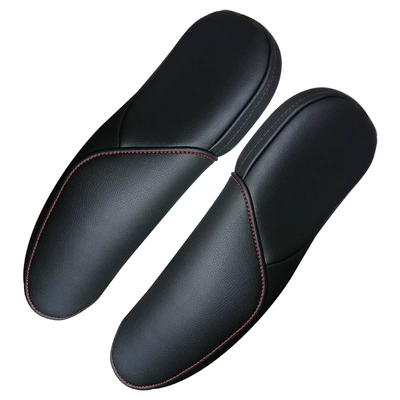 CRV driver seat armrest leather – Sürətlər qutusu və əl tormozu başlıqları - f-honda-crv-07-09-black-leather-and-red-thread-pair