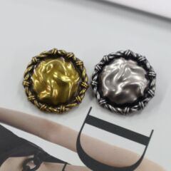 青衿百搭不規則凹凸金屬紐扣麻花邊女外套西裝羊羔毛大衣手縫扣子