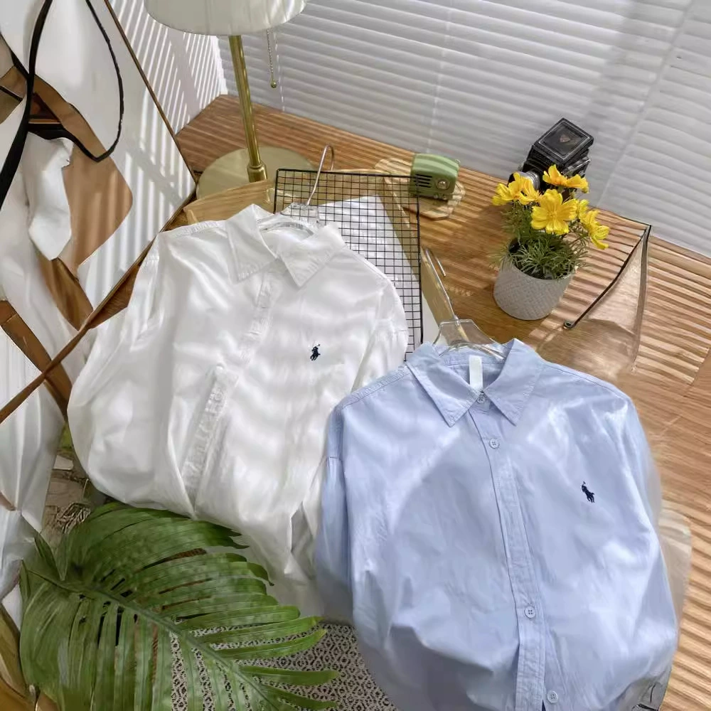 Розовая Свободная рубашка с вышивкой для женщин Весна и осень 2024 Новый дизайн чувство ниши темперамент универсальная Модная Верхняя Мода