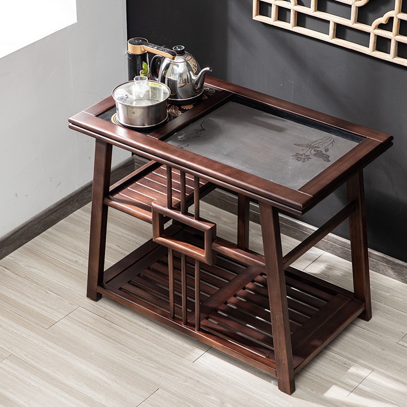 Carro de té de palo de rosa madera maciza ruedas móvil mesa de té hogar wujinshi mesa de té bandeja gabinete de té grande mesa de té de Kung Fu