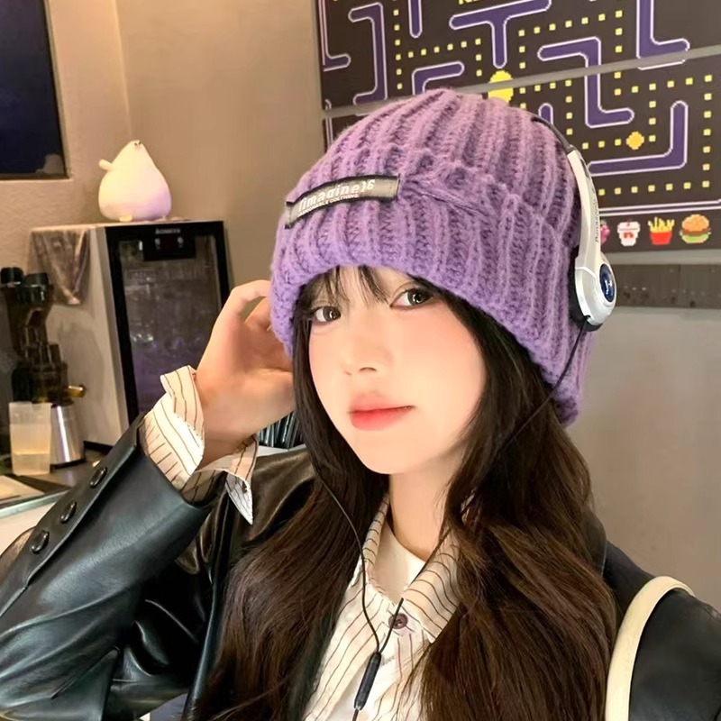 堆堆帽子女冬季高级感大头围保暖护耳针织帽时尚百搭显脸小毛线帽|undefined